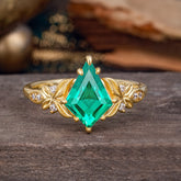 Luxe Vintage 4 Prong Kite-Cut Emerald Engagement Ring