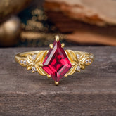 Luxe Vintage 4 Prong Kite-Cut Ruby Engagement Ring