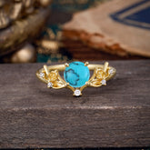 Nature-Inspired 4-Prong Round Turquoise Engagement Ring