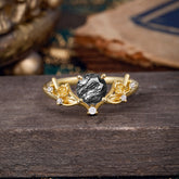 Nature-Inspired 4-Prong Round Natural Black Rutilated Quartz Engagement Ring