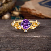 Nature-Inspired 4-Prong Round Amethyst Engagement Ring