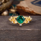 Nature-Inspired 4-Prong Round Emerald Engagement Ring