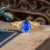 Luxury Vintage 4-Prong Pear-Cut Sapphire Engagement Ring