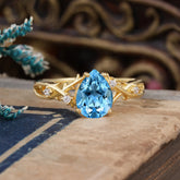 Luxury Vintage 4-Prong Pear-Cut Aquamarine Engagement Ring