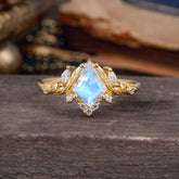 Kite Cut Nature-Inspired Moonstone Engagement Ring