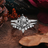 Halloween Limited-6 Prong Hexagon Cut Black Rutilated Quartz Ring Set