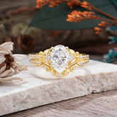 Naturally Inspired Luxury 4-Prong Oval Cut Moissanite Stacking Ring Set