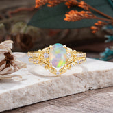 Naturally Inspired Luxury 4-Prong Oval Cut Opal Stacking Ring Set