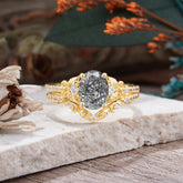 Naturally Inspired Luxury 4-Prong Oval Cut Black Rutilated Quartz Stacking Ring Set