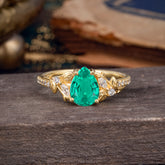 Nature-Inspired Classic Luxe 4-Prong Pear-Cut Emerald Engagement Ring