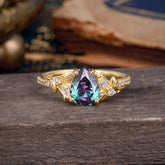 Nature-Inspired Classic Luxe 4-Prong Pear-Cut Alexandrite Engagement Ring