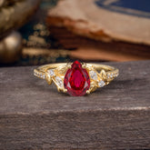 Nature-Inspired Classic Luxe 4-Prong Pear-Cut Ruby Engagement Ring