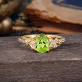 Nature-Inspired Classic Luxe 4-Prong Pear-Cut Peridot Engagement Ring