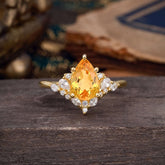 Luxe Classic 5-Prong Pear-Cut Natural Citrine Engagement Ring