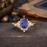 Luxe  Classic 5-Prong Pear-Cut Natural Tanzanite Engagement Ring