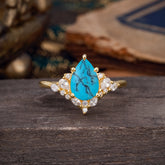 Luxe  Classic 5-Prong Pear-Cut Turquoise Engagement Ring