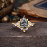 Luxe  Classic 5-Prong Pear-Cut Natural Black Rutilated Quartz Engagement Ring