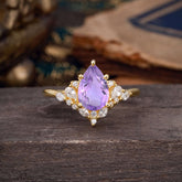 Luxe Classic 5-Prong Pear-Cut Natural Amethyst Engagement Ring