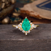 Luxe  Classic 5-Prong Pear-Cut Emerald Engagement Ring