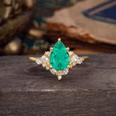 Luxe Classic 5-Prong Pear-Cut Emerald Engagement Ring