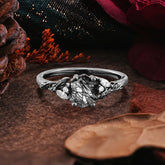 Halloween Limited-Gothic Nature-Inspired Hexagon Cut Black Rutilated Quartz Ring