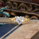 Classic Nature-Inspired 3-Prong Heart-Shaped Moissanite Engagement Ring