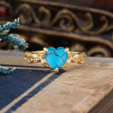 Classic Nature-Inspired 3-Prong Heart-Shaped Turquoise Engagement Ring