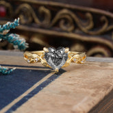 Classic Nature-Inspired 3-Prong Heart-Shaped Natural Black Rutilated Quartz Engagement Ring