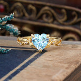 Classic Nature-Inspired 3-Prong Heart-Shaped Aquamarine Engagement Ring