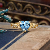 Classic Nature-Inspired 3-Prong Heart-Shaped Aquamarine Engagement Ring