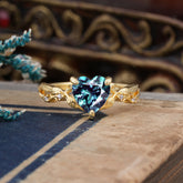Classic Nature-Inspired 3-Prong Heart-Shaped Alexandrite Engagement Ring