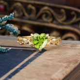 Classic Nature-Inspired 3-Prong Heart-Shaped Peridot Engagement Ring