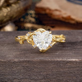Nature-Inspired 3-Prong Heart-Shaped Moissanite Engagement Ring