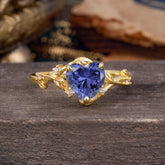 Nature-Inspired 3-Prong Heart-Shaped Tanzanite Engagement Ring