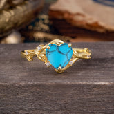 Nature-Inspired 3-Prong Heart-Shaped Turquoise Engagement Ring