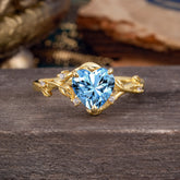 Nature-Inspired 3-Prong Heart-Shaped Aquamarine Engagement Ring
