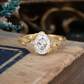 Luxury Nature-Inspired Oval Lab Diamond Alternative - Designer Moissanite Engagement Ring