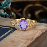 Luxury Nature-Inspired Oval-Cut - Designer Amethyst Engagement Ring