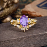 Elegant Oval Cut Amethyst Engagement Ring Set – 2PC