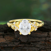 Nature-Inspired Luxury 4-Prong Oval-Cut Moissanite Engagement Ring