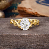 Nature-inspired Botanical Vine Entwined 4-Prong Oval-Cut Moissanite Engagement Ring