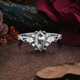 Halloween Limited-Luxurious Natural Inspiration 5-Prong Gothic Hexagon Cut Black Rutilated Quartz Ring