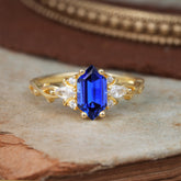 Nature-Inspired Classic 4-Prong Hexagonal-Cut Sapphire Engagement Ring