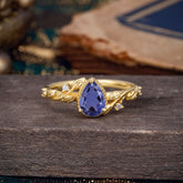 Nature-Inspired 3-Prong Pear-Cut Natural Tanzanite Engagement Ring
