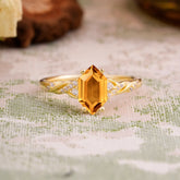 Classic 4-Prong Hexagonal-Cut Citrine Engagement Ring