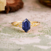 Classic 4-Prong Hexagonal-Cut Tanzanite Engagement Ring