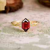 Classic 4-Prong Hexagonal-Cut Natural Garnet Engagement Ring