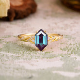 Classic 4-Prong Hexagonal-Cut Alexandrite Engagement Ring