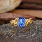 Nature-Inspired 4-Prong Oval-Cut Sapphire Engagement Ring