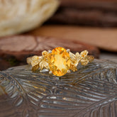 Nature-Inspired 4-Prong Oval-Cut Natural Citrine Engagement Ring